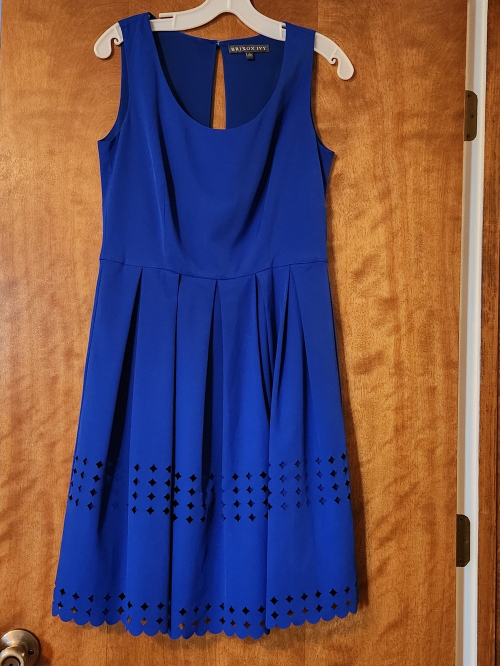 BRIXON IVY Royal Blue Laser-Cut Fit & Flare Dress
